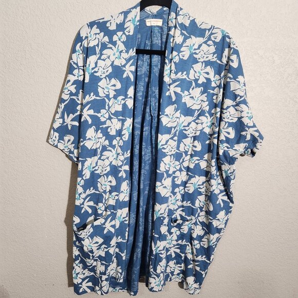 Natural by Known Supply Kimono Cardigan Womens Medium Large Floral Pockets - Picture 1 of 6